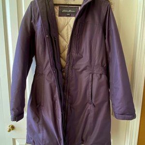 Eddie Bauer Size Small down filled Parka Eggplant colour